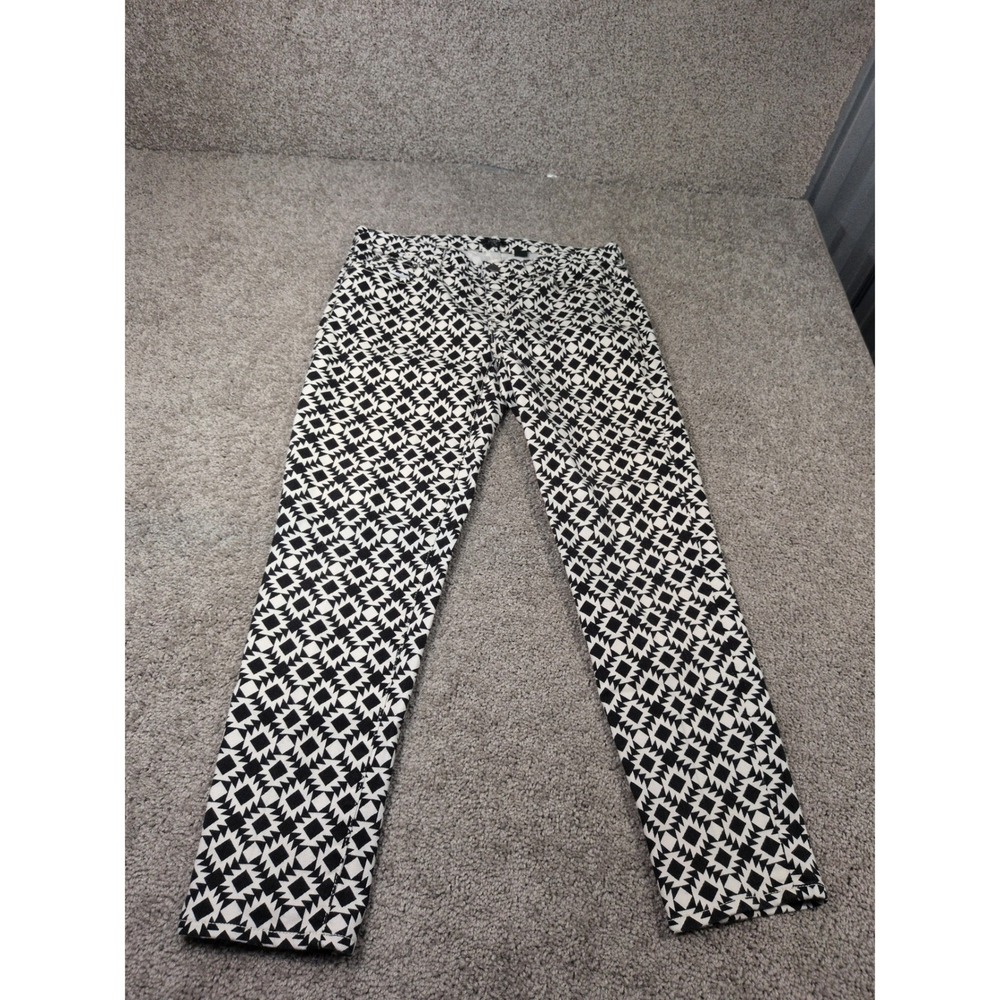 J.Crew Stretch Slim Geometric Diamond Print Pants Black White‎ Size 30 82835